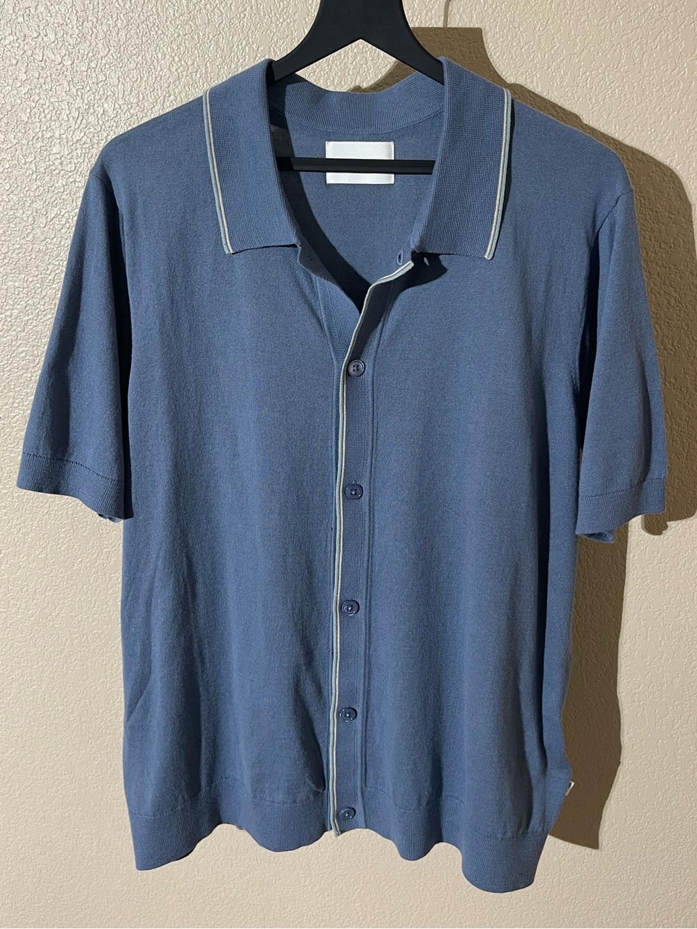 Men's Casual Button-Down Shirt in Slate Blue with Contrast Trim
